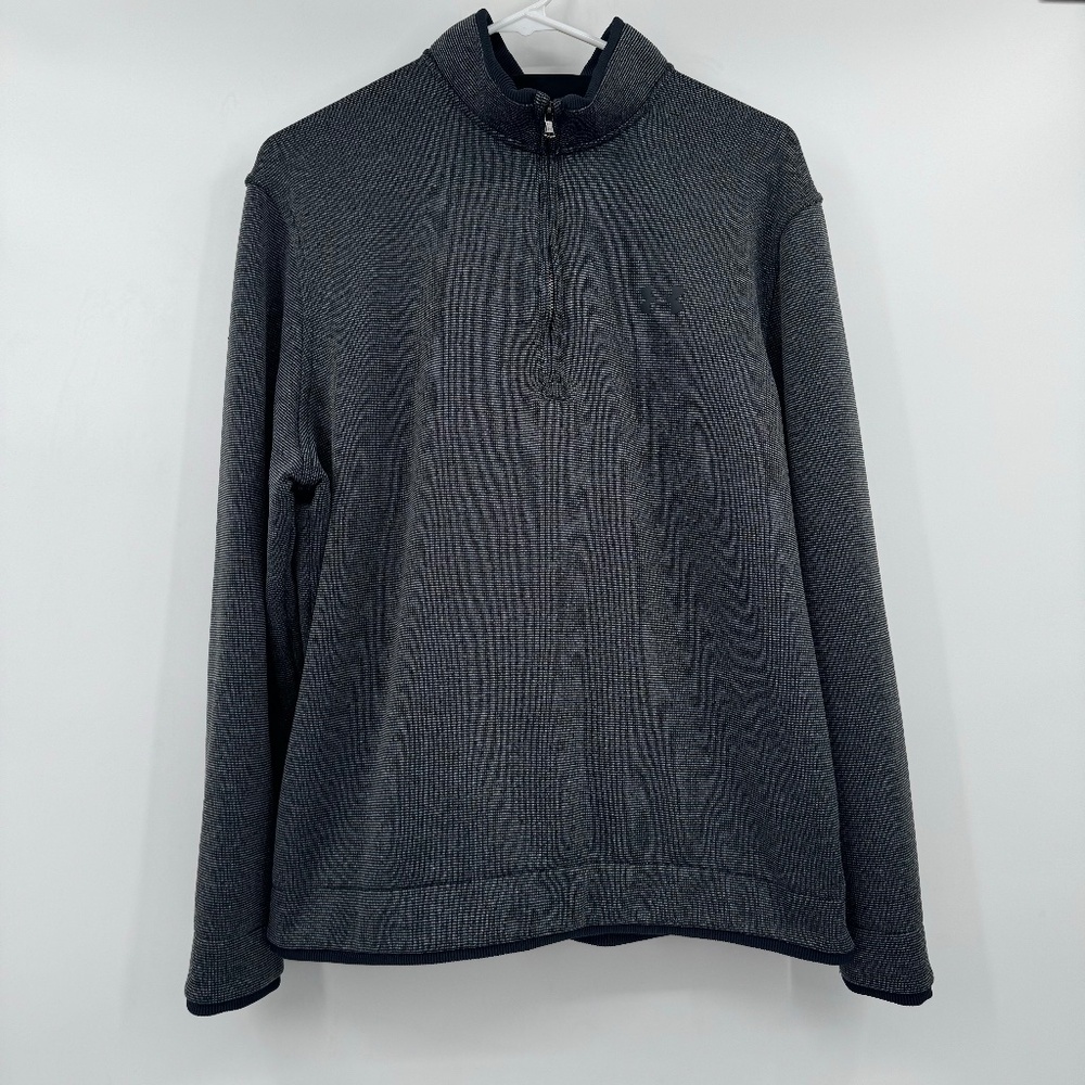 Under Armour 1/4 Zip Men Large Black Sweater Fleece Golf Loose Fit Pullover
